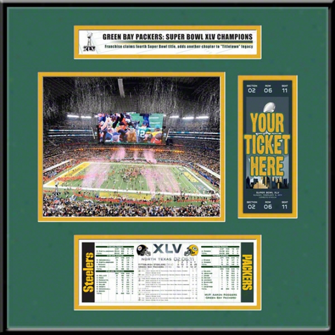 Green Baywood Packers Suped Bowl Xlv Champions Ticket Frame Jr.