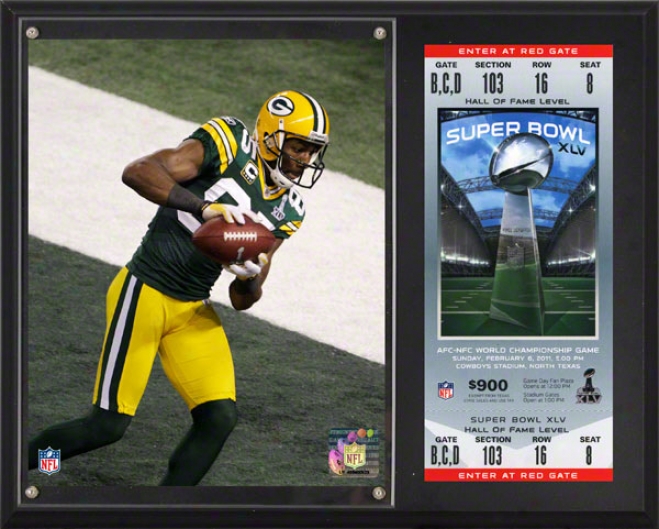 Greg Jennings Sublimates 12x15 Plaque  Details: Green Bay Packers, Super Bowl Xlv Champions, With Replica Ticket