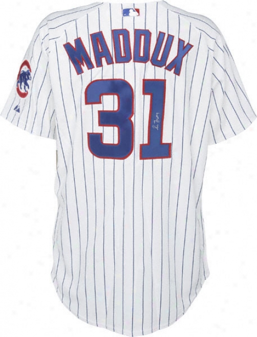 Greg Maddux Chicago Cubs Autographed Majestic Athletic Authentic Pinstripe Jersey