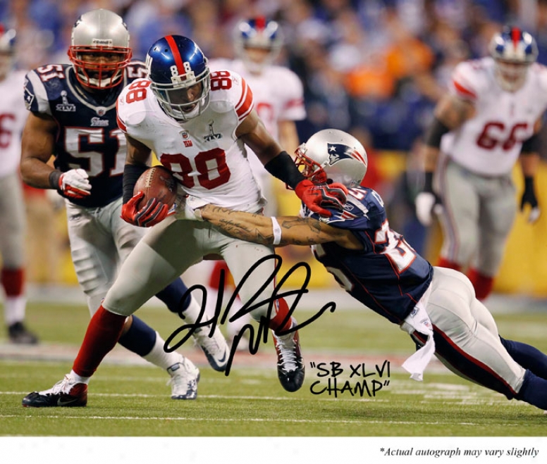 Hakeem Nicks Autograpjed 16x20 Photofraph  Details: New York Giants, Super Bowl Xlvi, With &quotsuper Bowl Xlv iChamp&quot Inscription