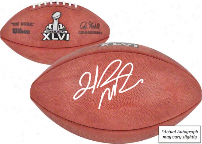 Hakeem Nicks Autographed Football  Details: New York Giants, Super Goblet Xlvi