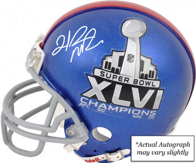 Hakeem Nicks Autographed Mini Helmet  Details: New York Giants, Super Bowl Xlvi