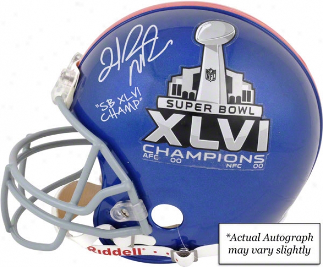 Hakeem Nicks Autographed Pro-line Helmet  Details: New York Giants, Super Bowl Xlvi, With &quotsb Xlvi Champ&quot Inscription, Riddell Authentic Helmet