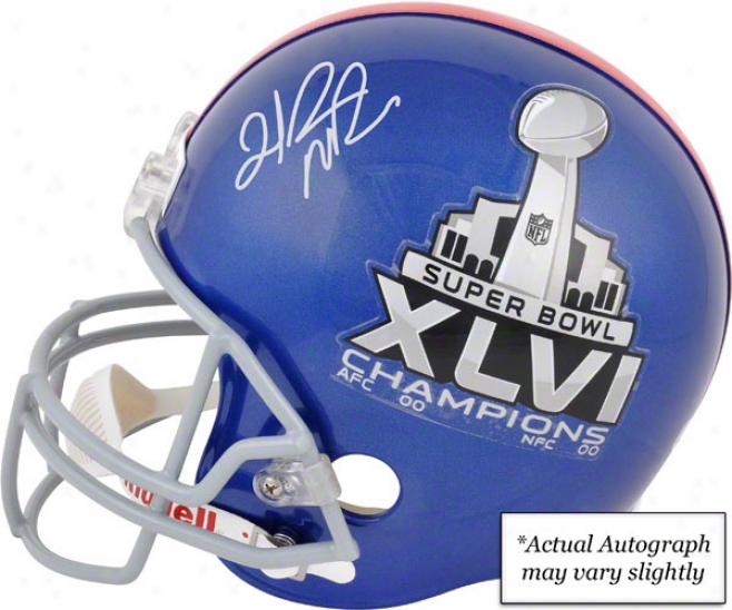 Hakeem Nicks Autographed Replica Helmet  Details: New York Giants, Super Bowl Xlvi