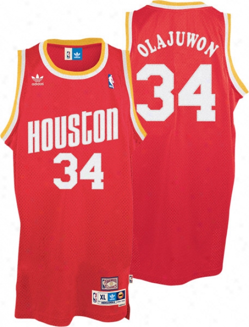 Hakeem Olajuwon Jersey: Adidas Red Throwback Swingman #34 Houston Rockets Jersey