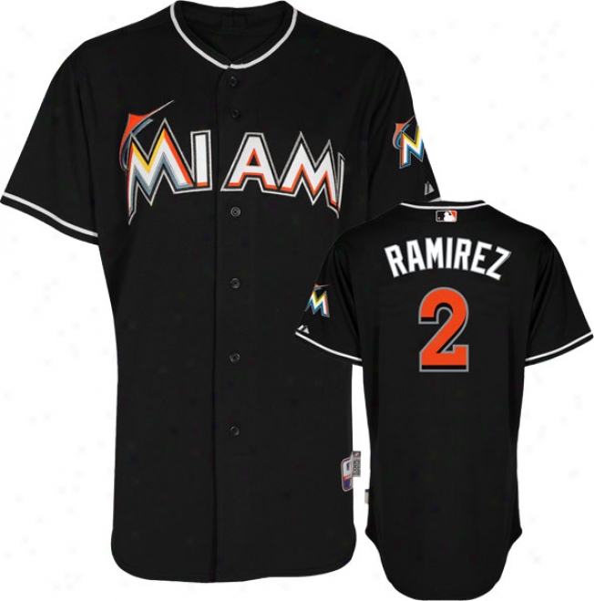 Hanley Ramirez Jersey: Miami Marlins #2 Alternate Black Authentic Cool Base␞ Jersey