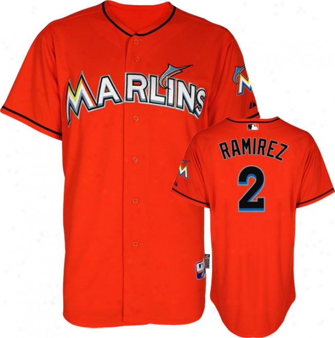 Hanley Ramirez Jersey: Miami Marlins #2 Alternate Firebrick Authentic Unimpassioned Base␞ Jersey