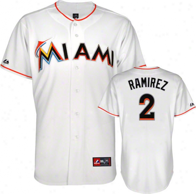 Hanley Ramirez Jresey: White Miami Marlins #2 Home Replica Jersey