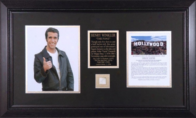 Henry Winkler - Fonzie - Framed 8x10 Photograph With Piece Of Hollywood Symbol