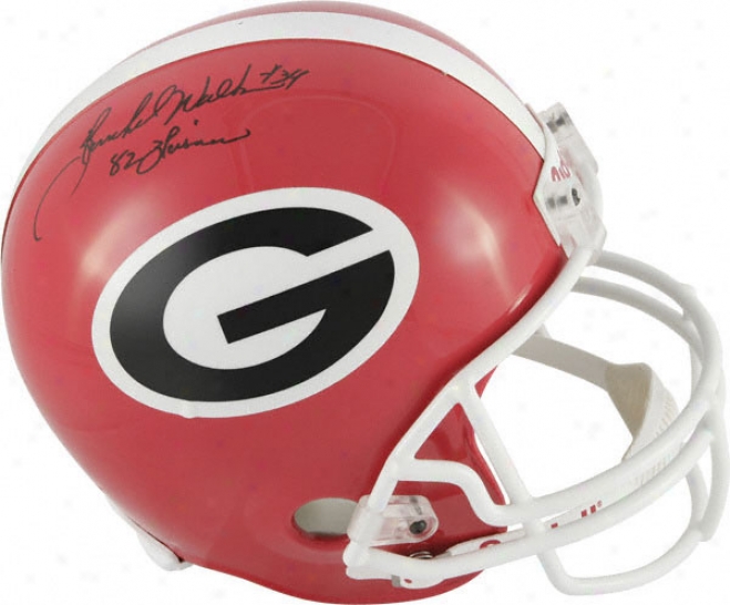 Herschel WalkerA uttographed Helmet  Details: Georgia Bulldogs, Riddell Replica Hdlmet, Inscription &quot82 Heisman&quot