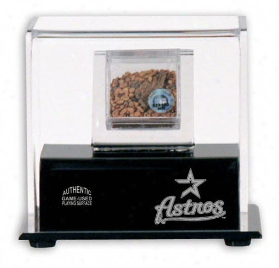 Houston Astros Gamw Used Infield Dirt With Logo Display Case