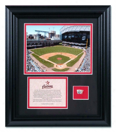 Houston Astros - Stadium - Framed6 x8 Photograph With Game Used Baseball And Plate