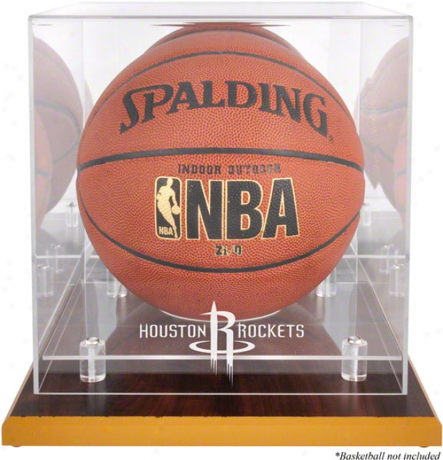 Houston Rockets Woodbase Logo Basketabll Exhibition Case And Mirfor Back