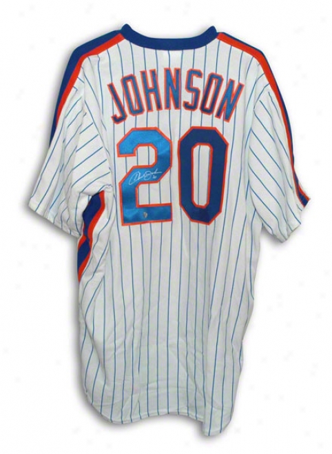 Howard oJhnson Autographed New York Mets White Pinstripe Majestic Jersey