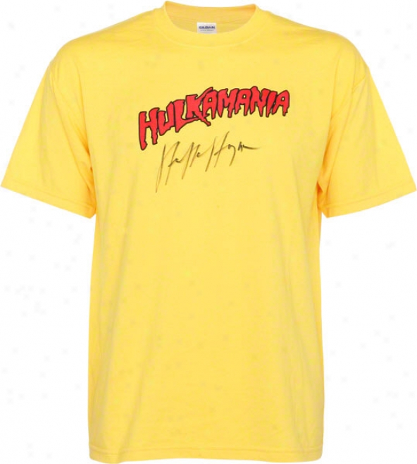 Hulk Hogan Autographed Hulkamania Yellow T-shirt