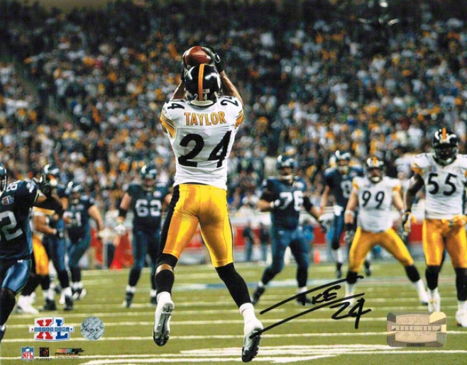 Ike Taylor Pittsburgh Steelers Autographed 8x10 Photo Interception