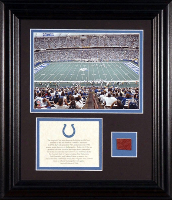 Indianapolis Colts Framed 6x8 Stadium Photo With Game Used Football And Descriptive Plate