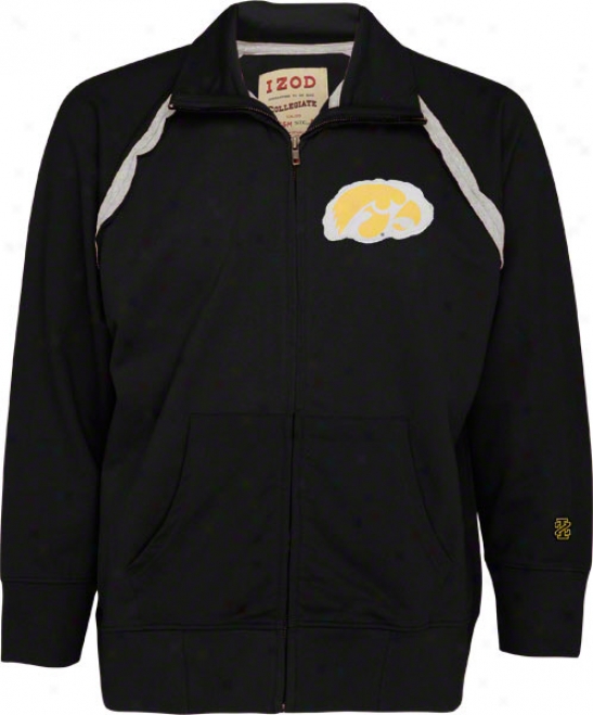 Iowa Hawkeyes Black Izod Raglan rTack Jacket