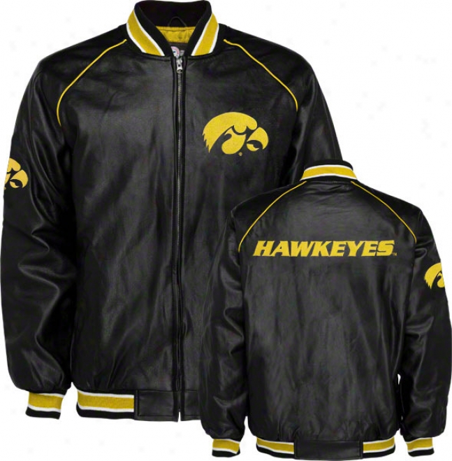 Iowa Hawkeyes Faux Leather Varsity Jacket