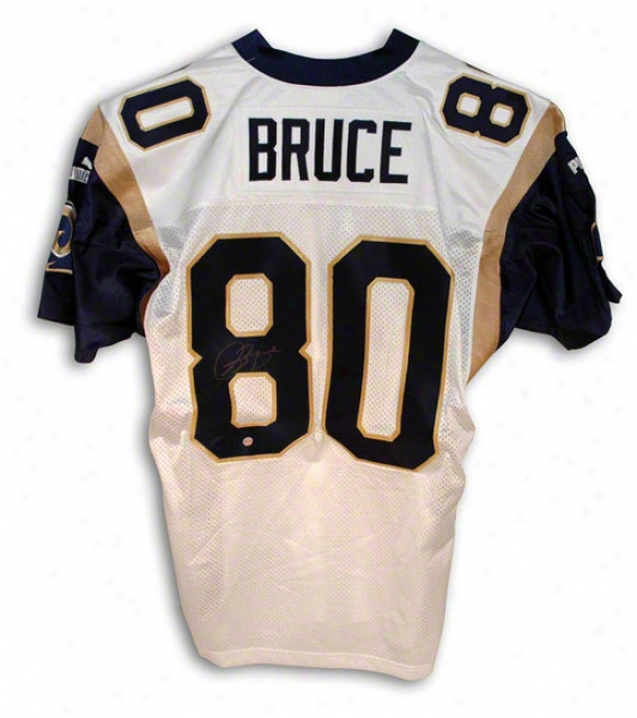 Isaac Bruce Autographed St. Louis Rams White Puma Authentic Jersey