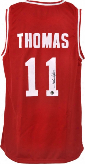 Isiah Thomas Indiana Hoosiefs Autographed Red Throwback Jersey