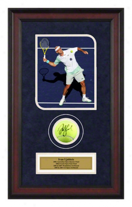 Ivan Ljubicic Framed Autographed Tennis Ball With Photo