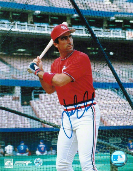 Jqck Clark St. Louis Cardinals Autographed 8x10 Photo Batting Cage