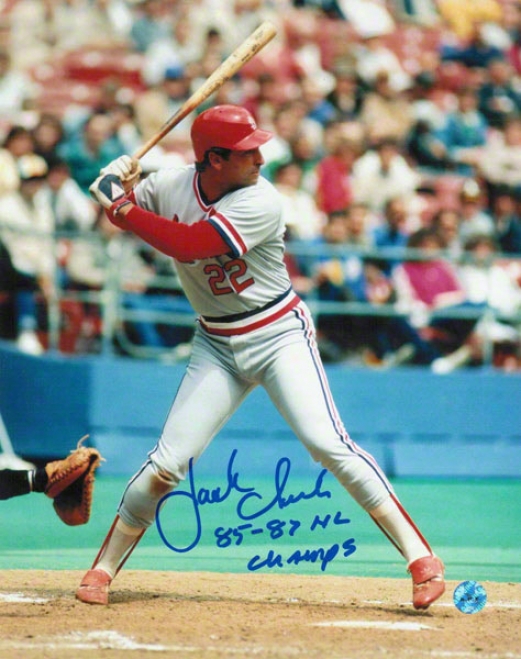 Jack Clark St. Louis Cardinals Autographed 8x10 Photo Batting Stance Inscribed 8587 Nl Champs