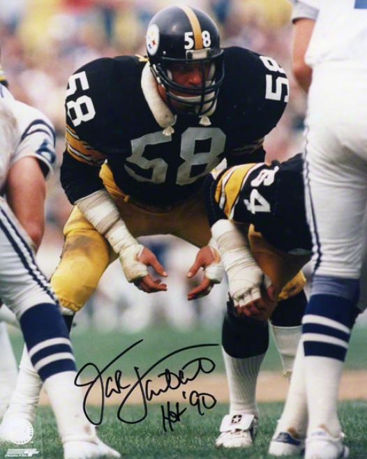 Jack Lambert Autographed Photograph  Details: Pittsburgh Steelers, 8x10, Hof 90 Inscription