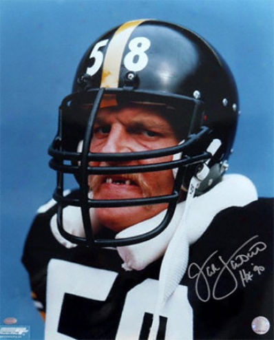 Jack Lambert Pittsburgh Steelers 16x20 Autographed Photograph With Hof 90 Inscription