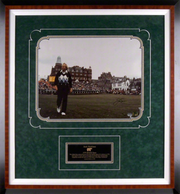 Jack Nicklaus - 1978 British Open - Framed Autographed 16x20 Photograph With Descriptive Plate