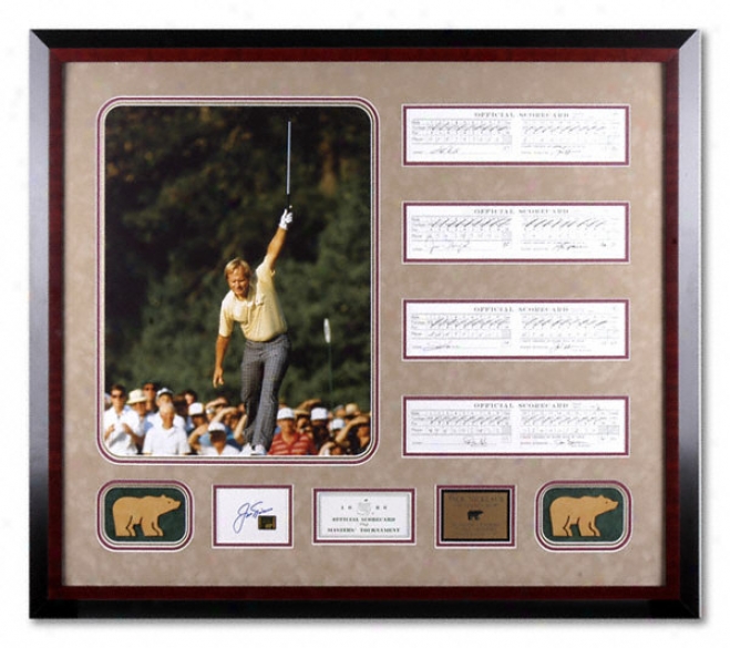 Jack Nicklaus - 1986 Masters Hero - Framed 16x20 Photograph With Autographed Scorecard