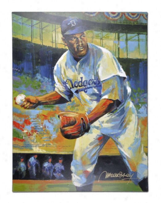 Jackie Robinson Brooklyn Dodgers Unsigned 36x48 Giglee