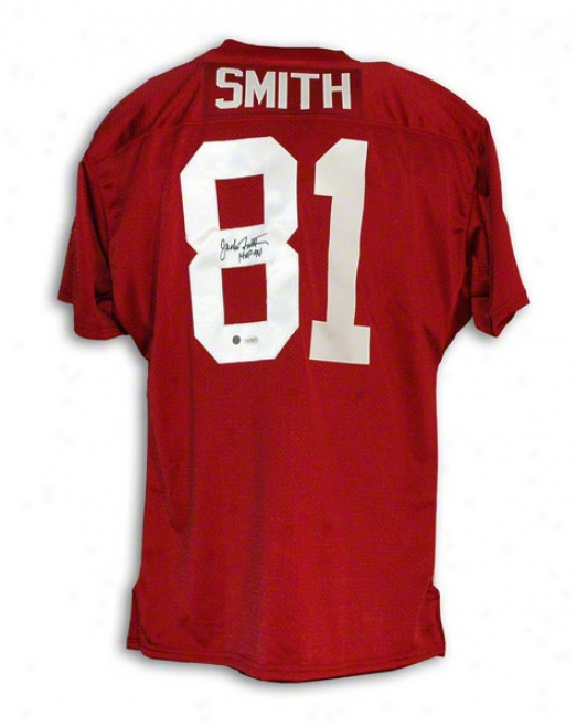 Jackie Smith Autographde St. Louis Cardinals Red Throwback Jersey Inscribed &quothof 94&quot