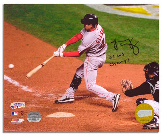 Jacoby Ellsbbury Boston Red Sox - Hitging - Autographed 8x10 Photograph With 2007 World Seriies Champs Inscription