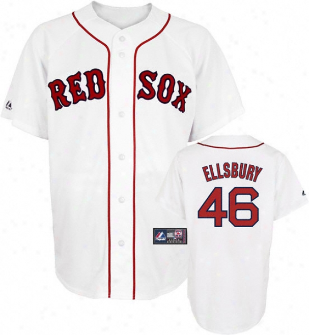 Jacoby Ellsbury Jersey: Adult Majestic 2010 Home White Replica #46 Boston Red Sox Jersey