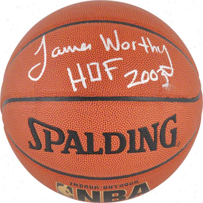 James Worthy Autographed Basketball  Detals: Los Angeles Lakers, Indoor/outdoor, With &quothof 2003&quot Inscriptoon