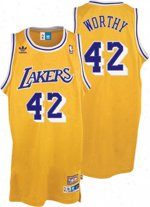 James Worthy Jersey: Adidas Gold Throwback Swingman #42 Los Angeles Lakers Jersey