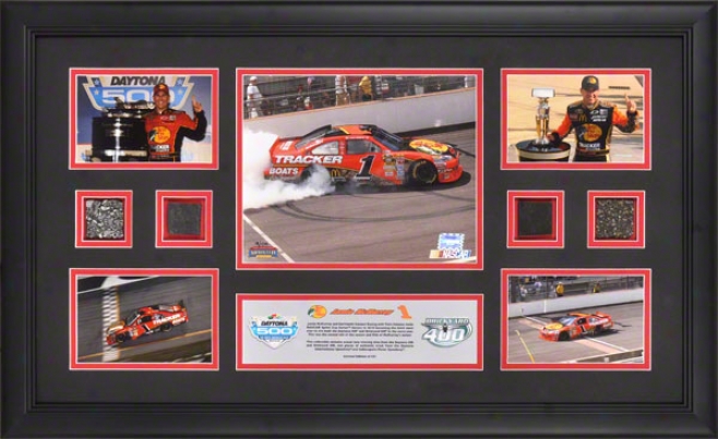 Jamie Mcmurray 2010 Brickyard 400 And Daytona 500 Framed Photographs With Daytona And Indianapolis Track And Race Winning Tore - Limited Edition Of 541