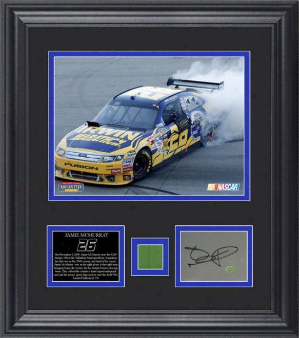 Jamie cMmurray Framed 8x10 Photograph  Details: Amp Enrgy 500 Win At Talladega, Autograph Card, And Green Flag- Limited Edition Of 126