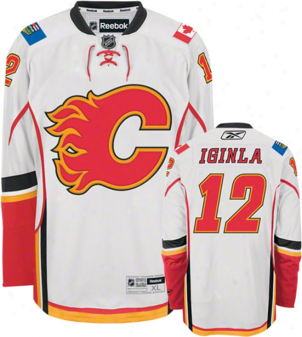 Jarome Iginla Jersey: Reebok White #12 Calgary Flames Premier Jersey