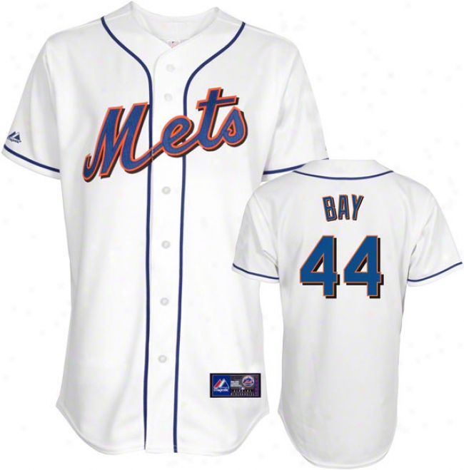 Jason Bay Jersey: Adult Maajestic Close White Replica #44 New York Mets Jersey