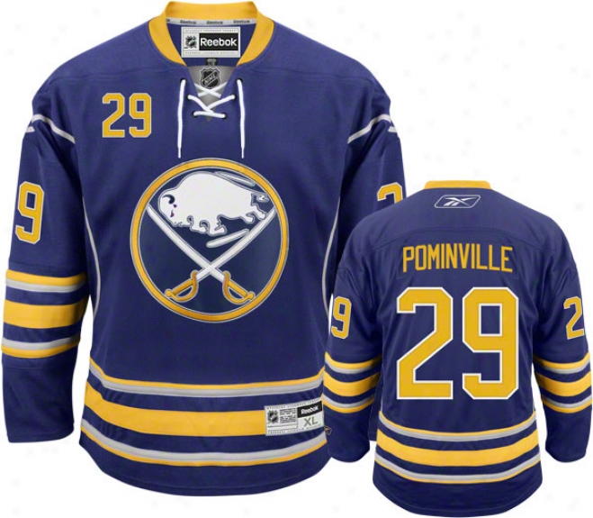 Jason Pominville Jersey: Reebok Blue #29 Bufalo Sabres Premier Jersey