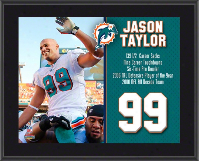 Jason Taylor Sublimated 10x13 Color Plaque  Details: Miami Dophins, Retirement, Limited Edition Of 1000