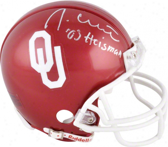 Jason White Oklahoma Sooners Autographed Mini Helmet W/ Inscriptiin '03 Heisman'