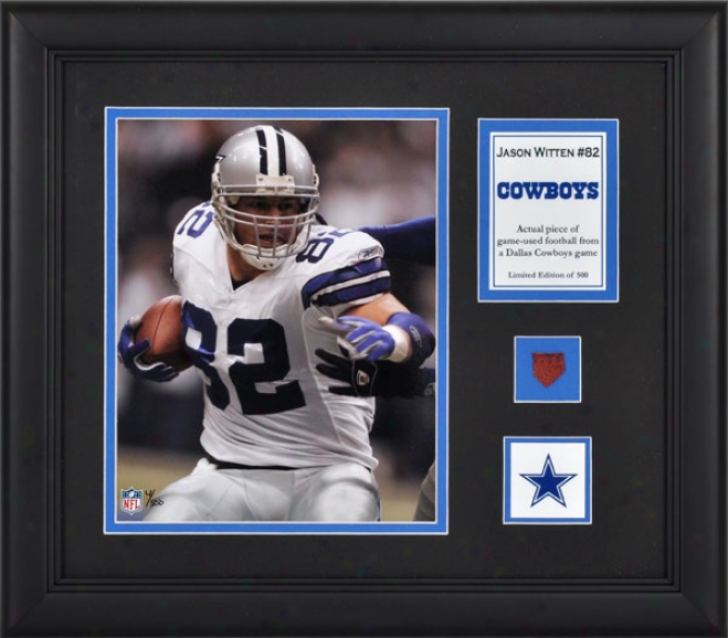 Jason Witten Framed 8x10 Photograph  Details: Dallas Cowboys, With Game Used Football Piece And Descriptive Plate