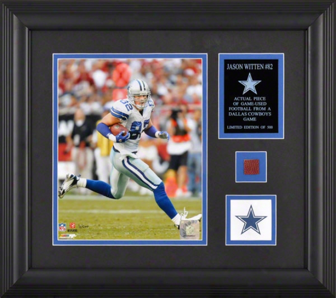 Jason Witten Framed 8x10 Photograph With Football Piece And Descriptive Plate