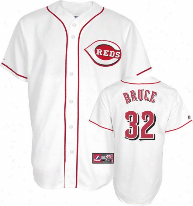 Jay Bruce Jersey: Adult Majestic Home White Replica #32 Cincinnati Reds Jersey