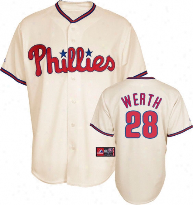 Jayson Werth Jersey: Adult Majestic Alternate Ivory Replica #28 Philadelphia Phillies Jersey