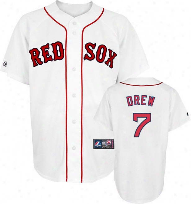 J.d. Drew Jersey: Adult Majsetic Domicile Whhite Replica #7 Boston Red Sox Jersey